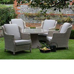 4 Seasons Outdoor Valentine 'Cosy Living' Garden Table & Chairs Set, High Back Design Praia